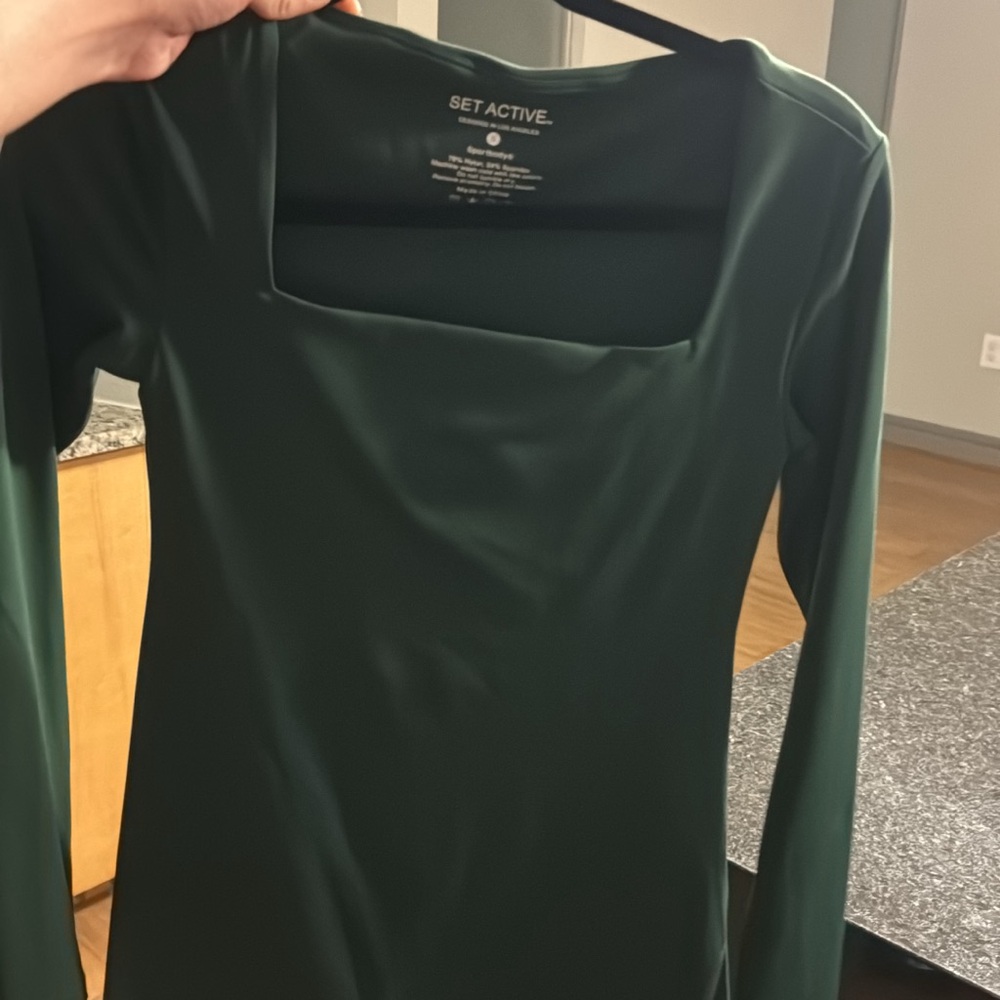 set active sport body workout dress with shorts, green size small
